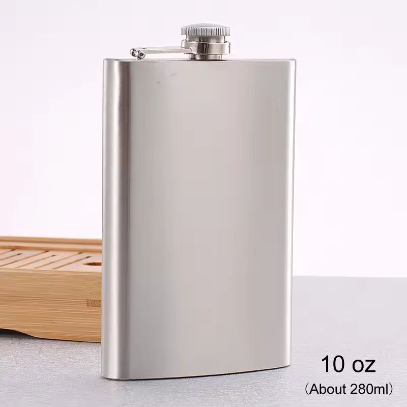 Compact Travel Stainless-Steel Hip Flask – 10 oz Pocket Whisky & Wine Bottle