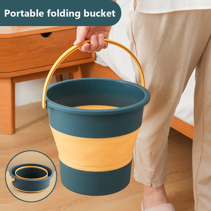 Folding Portable Silicone Bucket with Cover, Car Wash, Fishing Tool, Outdoor Camping Household Supplies