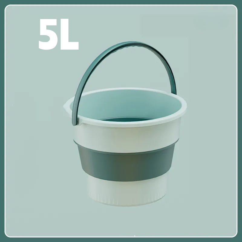 Folding Portable Silicone Bucket with Cover, Car Wash, Fishing Tool, Outdoor Camping Household Supplies