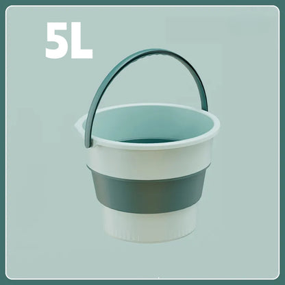 Folding Portable Silicone Bucket with Cover, Car Wash, Fishing Tool, Outdoor Camping Household Supplies
