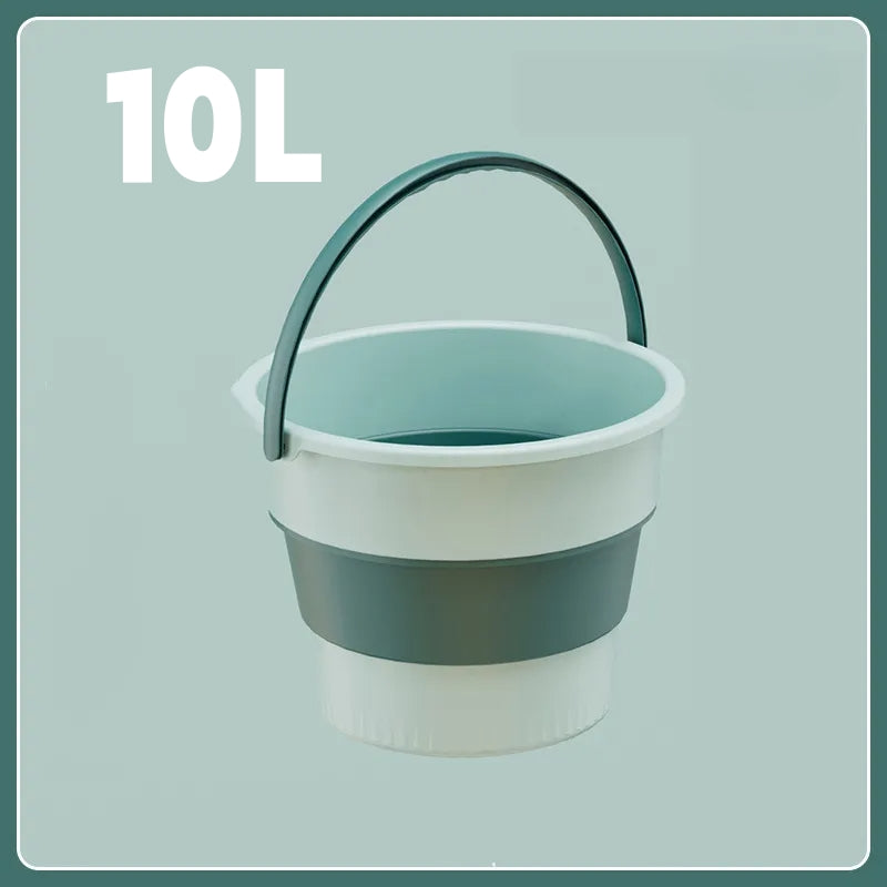 Folding Portable Silicone Bucket with Cover, Car Wash, Fishing Tool, Outdoor Camping Household Supplies