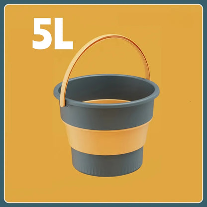 Folding Portable Silicone Bucket with Cover, Car Wash, Fishing Tool, Outdoor Camping Household Supplies