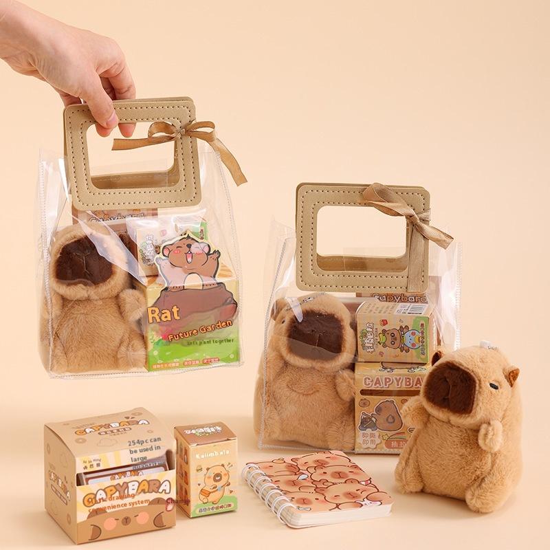 Capybara Stationery Set Kawaii Pen Stickers Notebook Handbag Set Plush Pendants Birthday Gifts