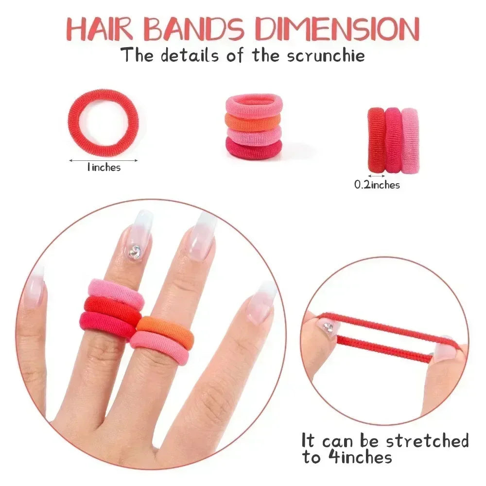 Elastic Hair Ties for Girls, Colorful Nylon Ponytail Hold Scrunchie, Fashion Hair Accessories