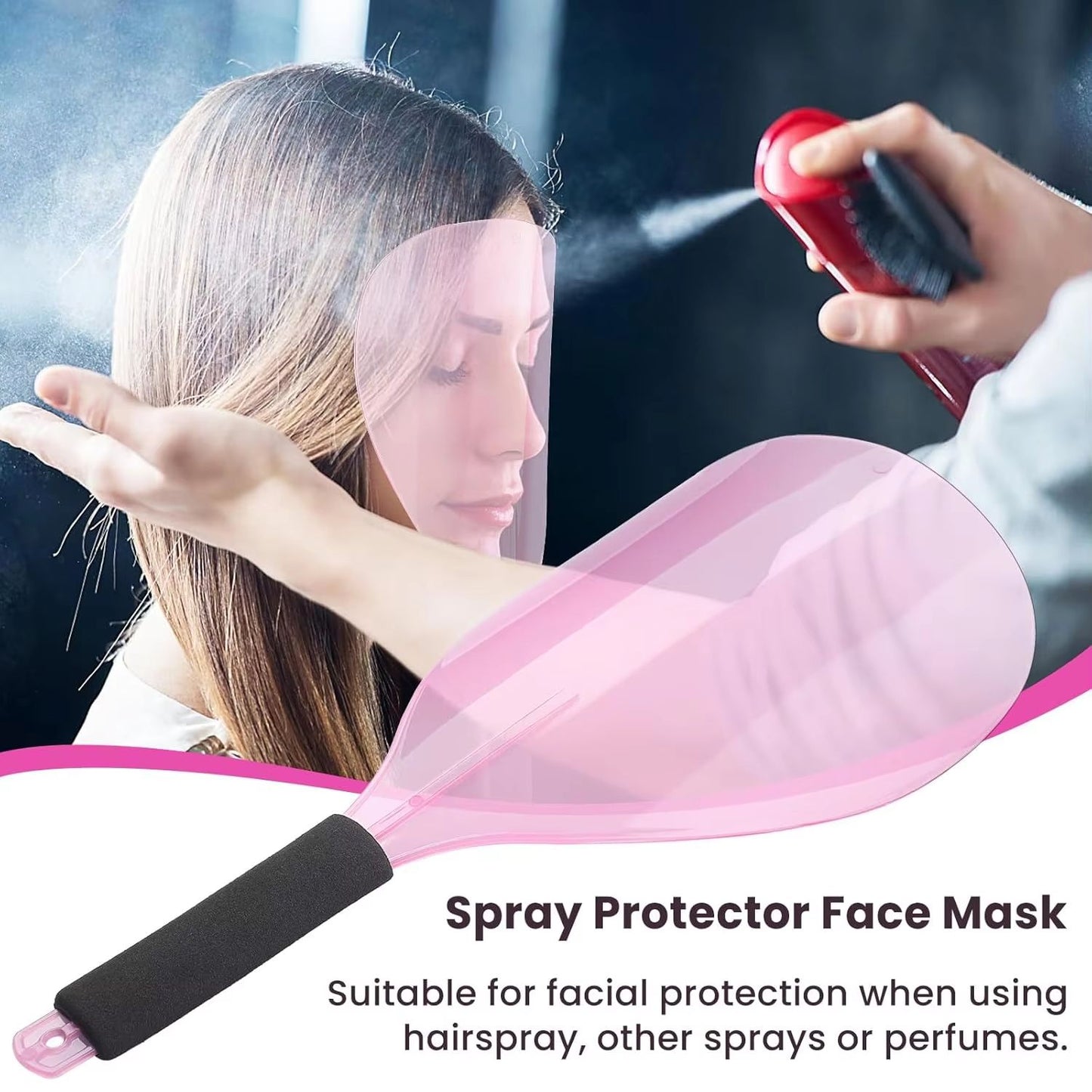 Salon Plastic Haircut Face Shield with Handle