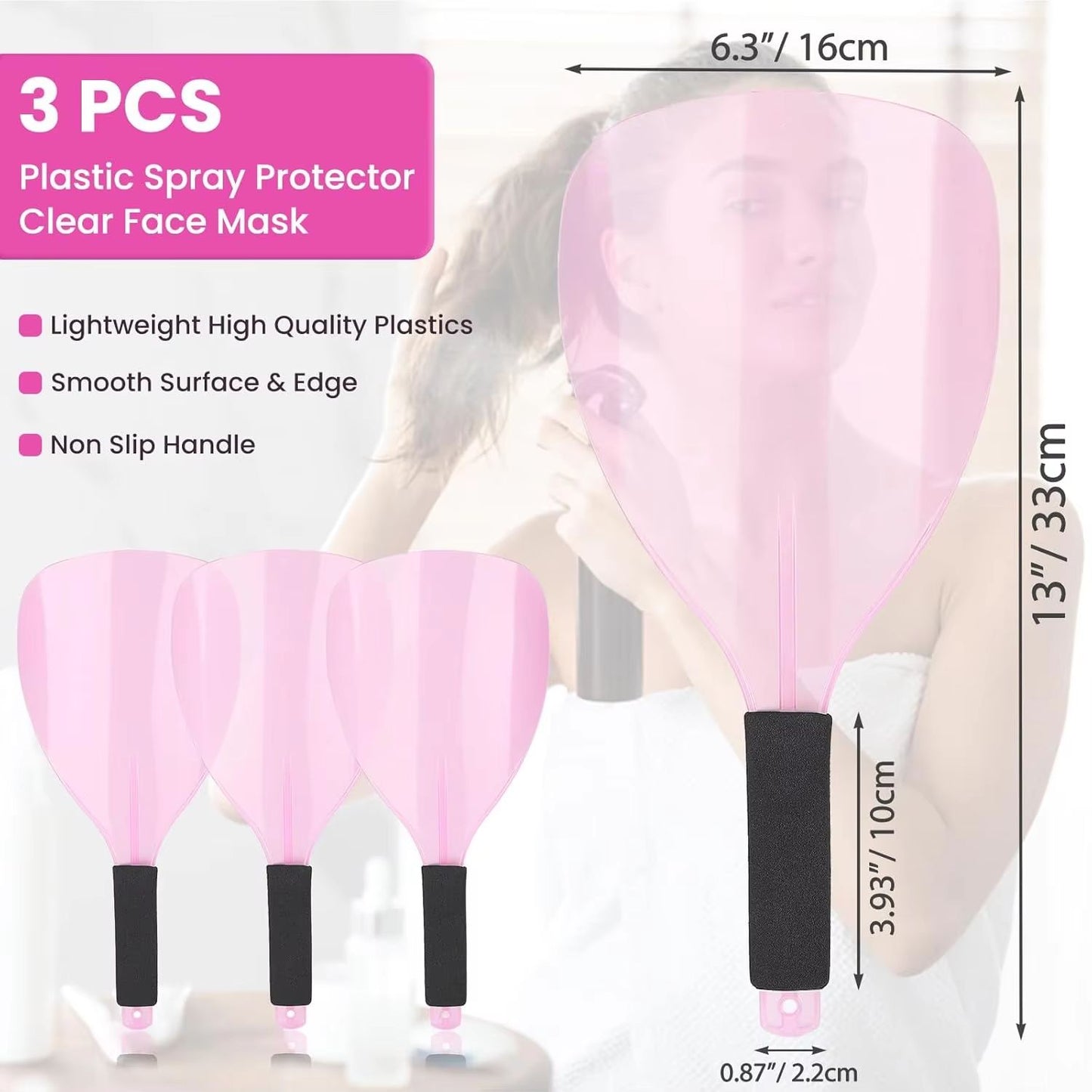 Salon Plastic Haircut Face Shield with Handle
