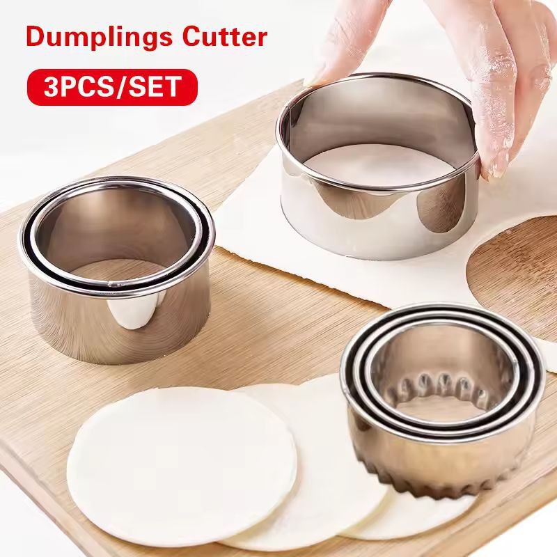 Premium 3-Piece Stainless Steel Round Dough & Cookie Cutter Set