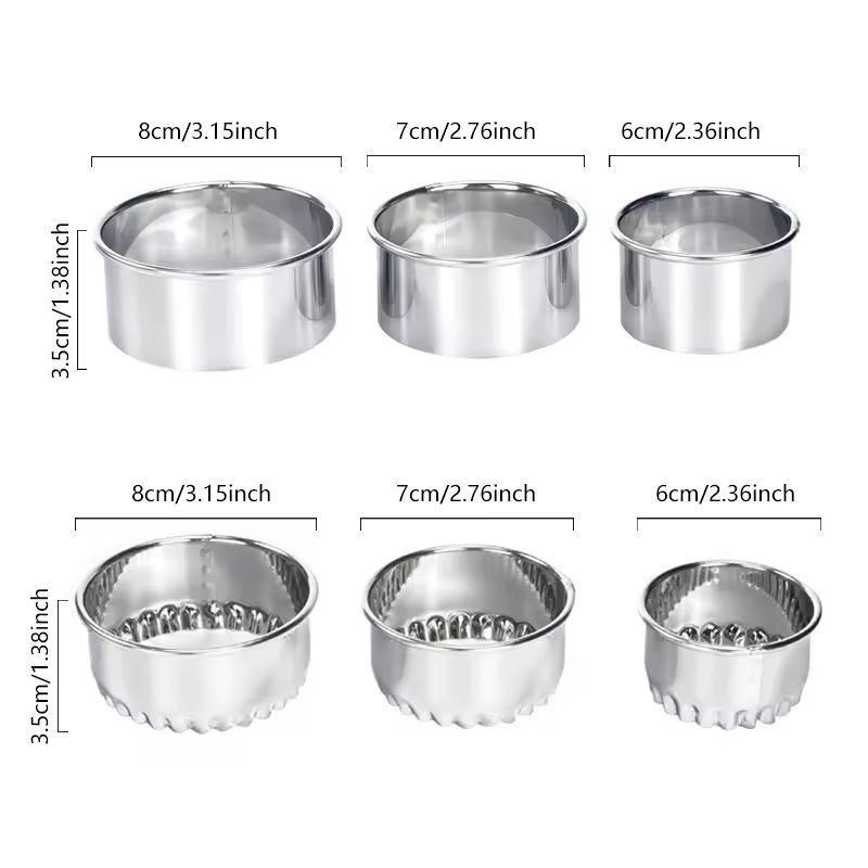 Premium 3-Piece Stainless Steel Round Dough & Cookie Cutter Set