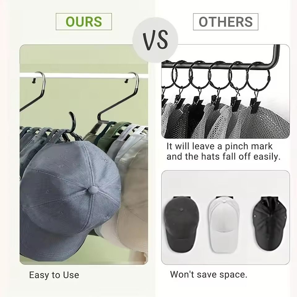 Hanging Baseball Cap Organizer – Portable Metal & Plastic Hat Rack Holder for All Sizes