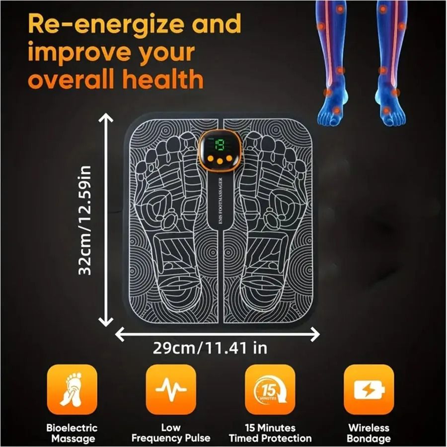 EMS Foot Massager with LCD Screen for Muscle Relaxation and Leg Circulation Support
