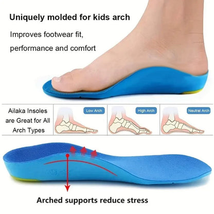 Kids Orthotic Insoles for Flat Feet and Arch Support with Comfortable Sports Cushioning