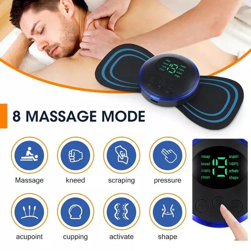 Portable EMS Neck Massager Patch for Cervical Pain Relief and Muscle Relaxation