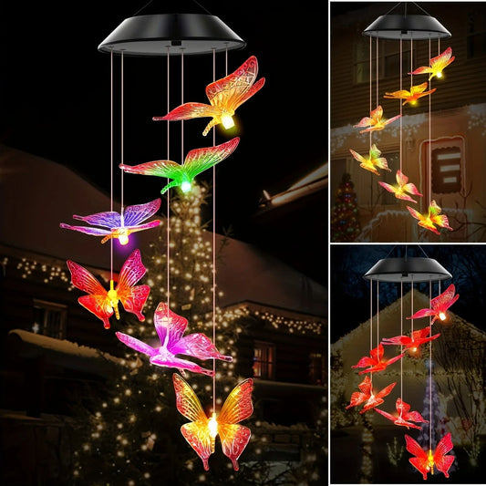Solar LED Color Changing Butterfly Dragonfly Wind Chime