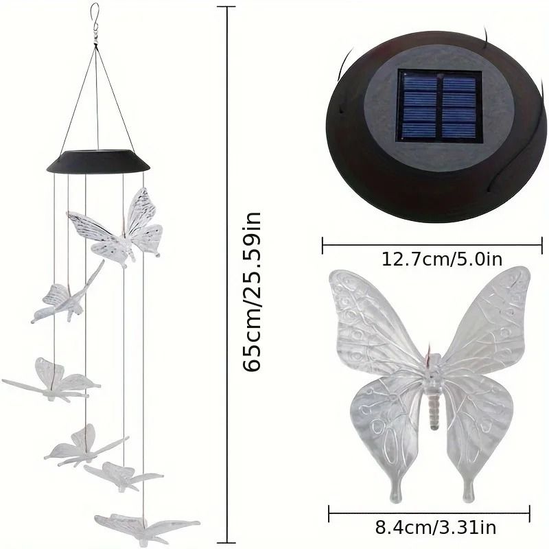 Solar LED Color Changing Butterfly Dragonfly Wind Chime