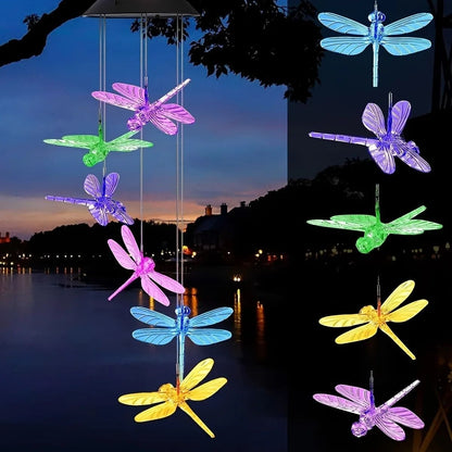 Solar LED Color Changing Butterfly Dragonfly Wind Chime