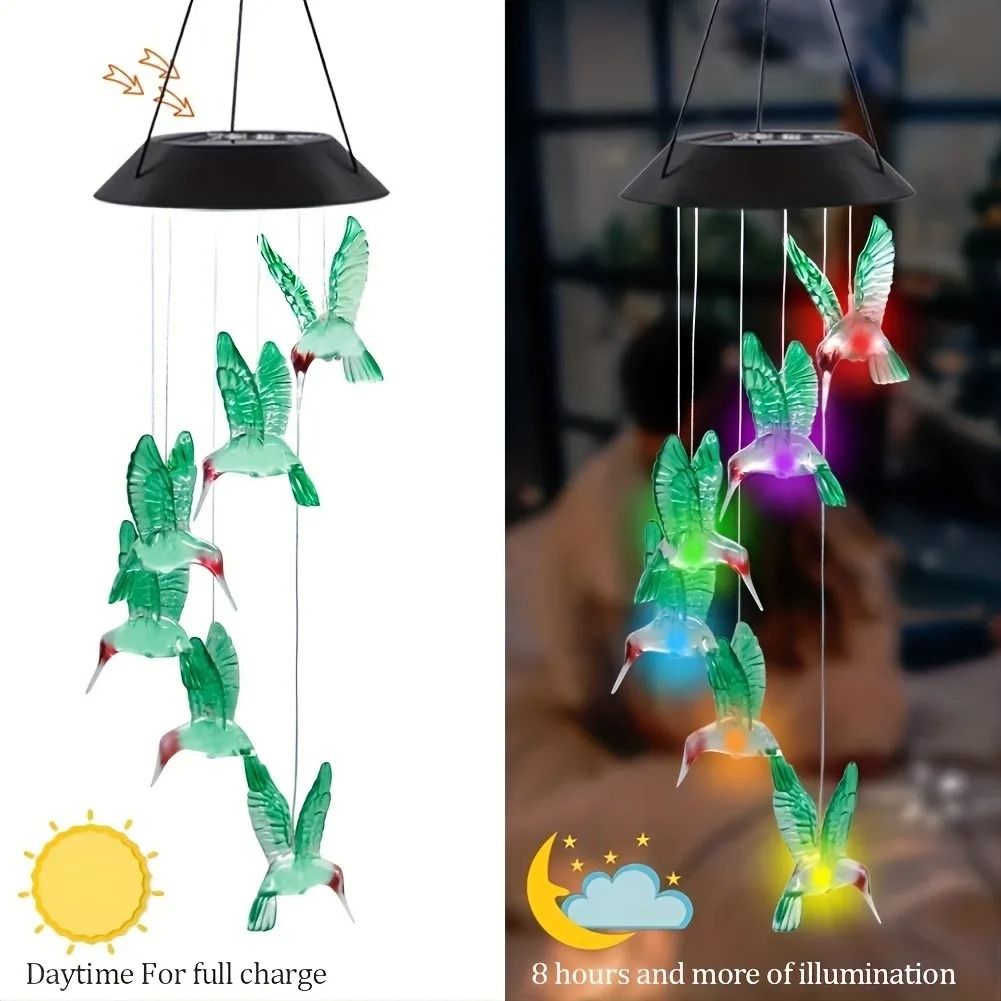 Solar LED Color Changing Butterfly Dragonfly Wind Chime