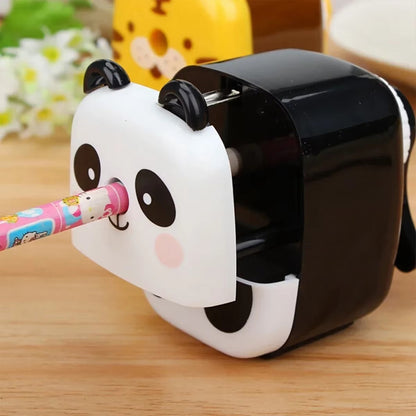 Hand Crank Pencil Sharpener Cartoon Panda Tiger Kids Pencil Sharpener Portable Manual Stationery