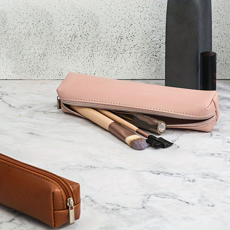 Premium Faux Leather Pencil Case, Mini Makeup Pencil Case Bag, Fashionable & Functional