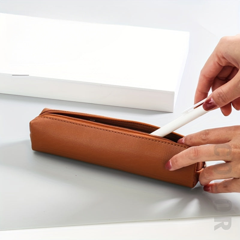 Premium Faux Leather Pencil Case, Mini Makeup Pencil Case Bag, Fashionable & Functional
