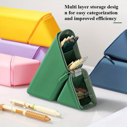Expandable Pencil Cup, Foldable Silicone Pen Holder for Desk, Portable Organizer Gift for Teachers & Students