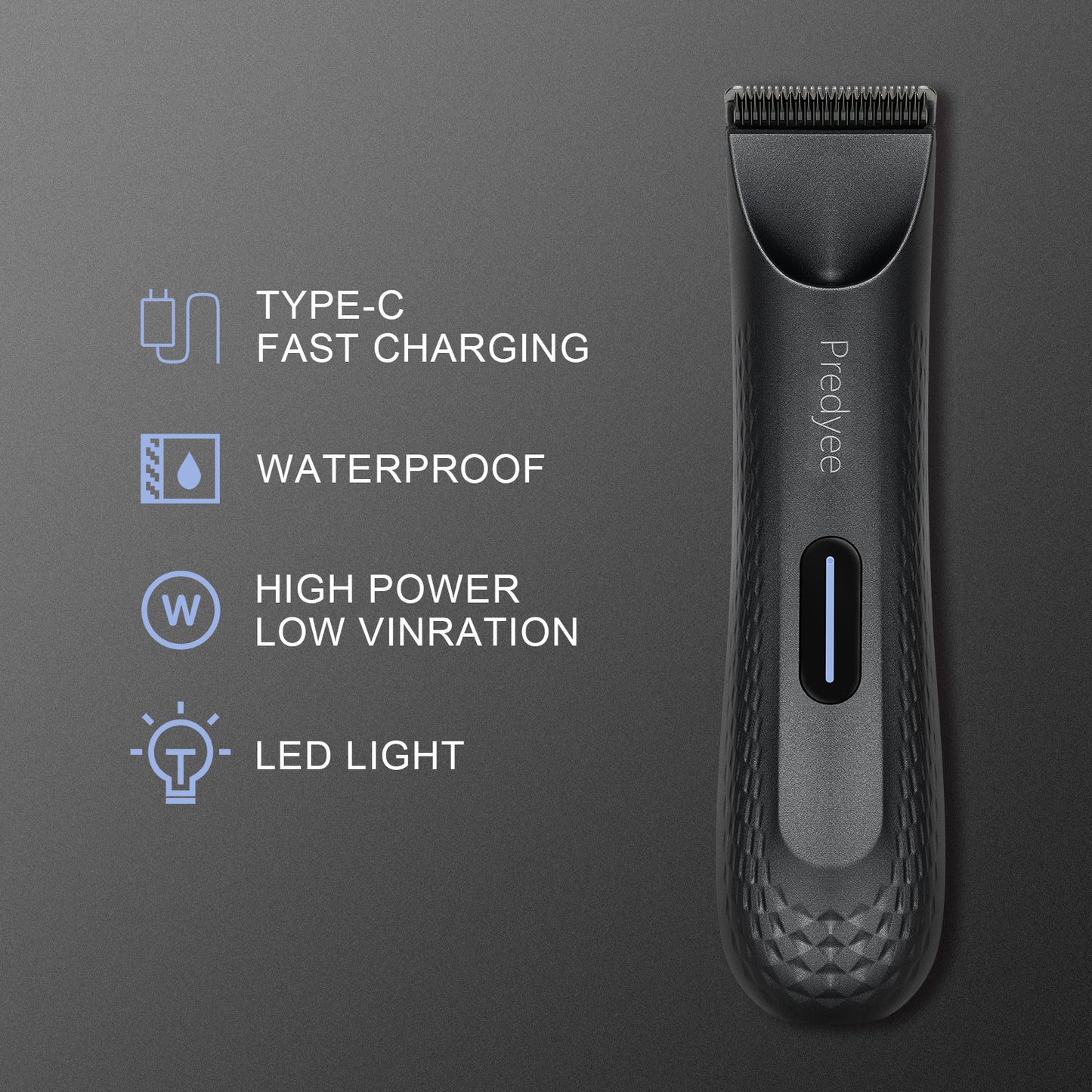 Men Waterproof Pubic Hair Trimmer, Electric Groin Groomer, Replaceable Ceramic Blade