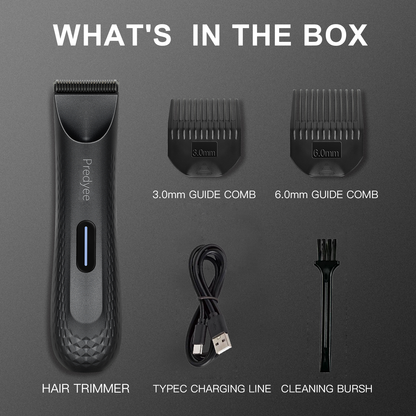 Men Waterproof Pubic Hair Trimmer, Electric Groin Groomer, Replaceable Ceramic Blade