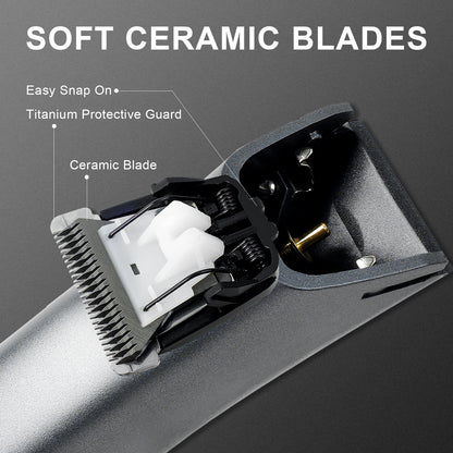 Men Waterproof Pubic Hair Trimmer, Electric Groin Groomer, Replaceable Ceramic Blade