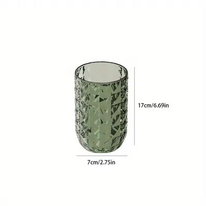 Light Luxury Transparent Mouthwash Cup with Glacier Pattern – Toothbrush Cup for Home & Couples