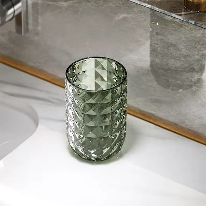 Light Luxury Transparent Mouthwash Cup with Glacier Pattern – Toothbrush Cup for Home & Couples