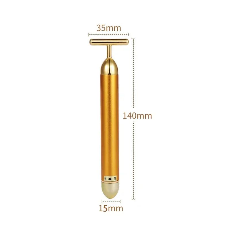 24K Gold Beauty Bar Electric Face Massager with Rose Quartz & 3D Roller Set