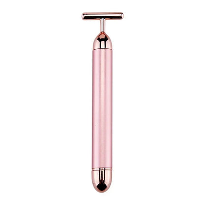 24K Gold Beauty Bar Electric Face Massager with Rose Quartz & 3D Roller Set