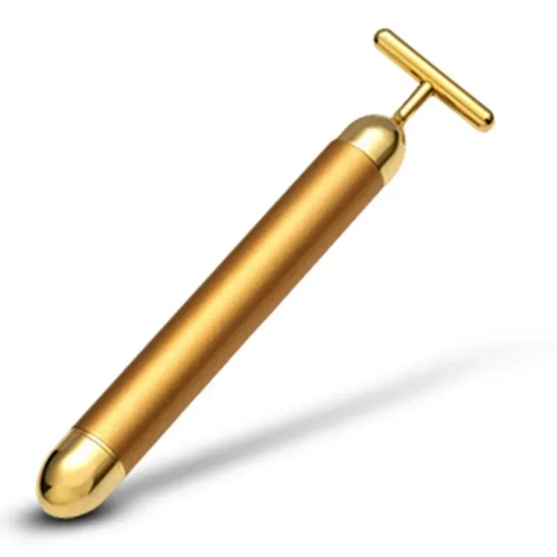 24K Gold Beauty Bar Electric Face Massager with Rose Quartz & 3D Roller Set