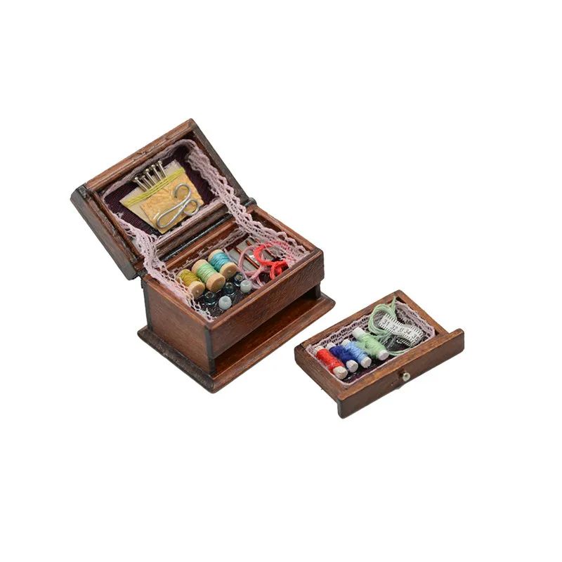 Vintage 1 - 12 Dollhouse Sewing Needlework Kit Box Mini Decor