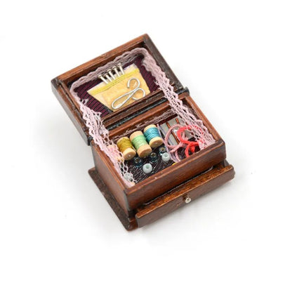 Vintage 1 - 12 Dollhouse Sewing Needlework Kit Box Mini Decor
