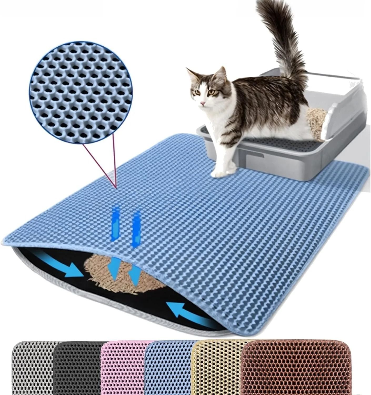 Cat Litter Mat Double Layer Pet Non Slip Waterproof Litter Trap Mat