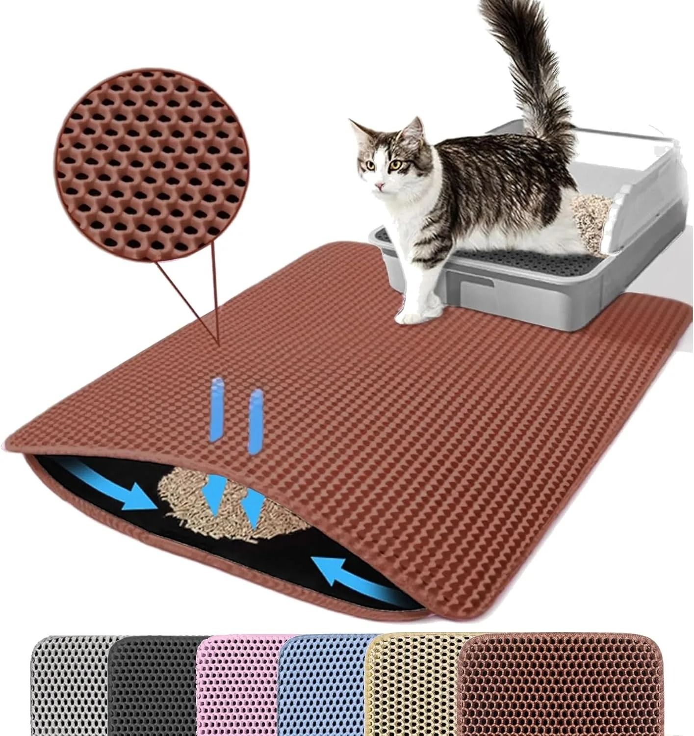 Cat Litter Mat Double Layer Pet Non Slip Waterproof Litter Trap Mat