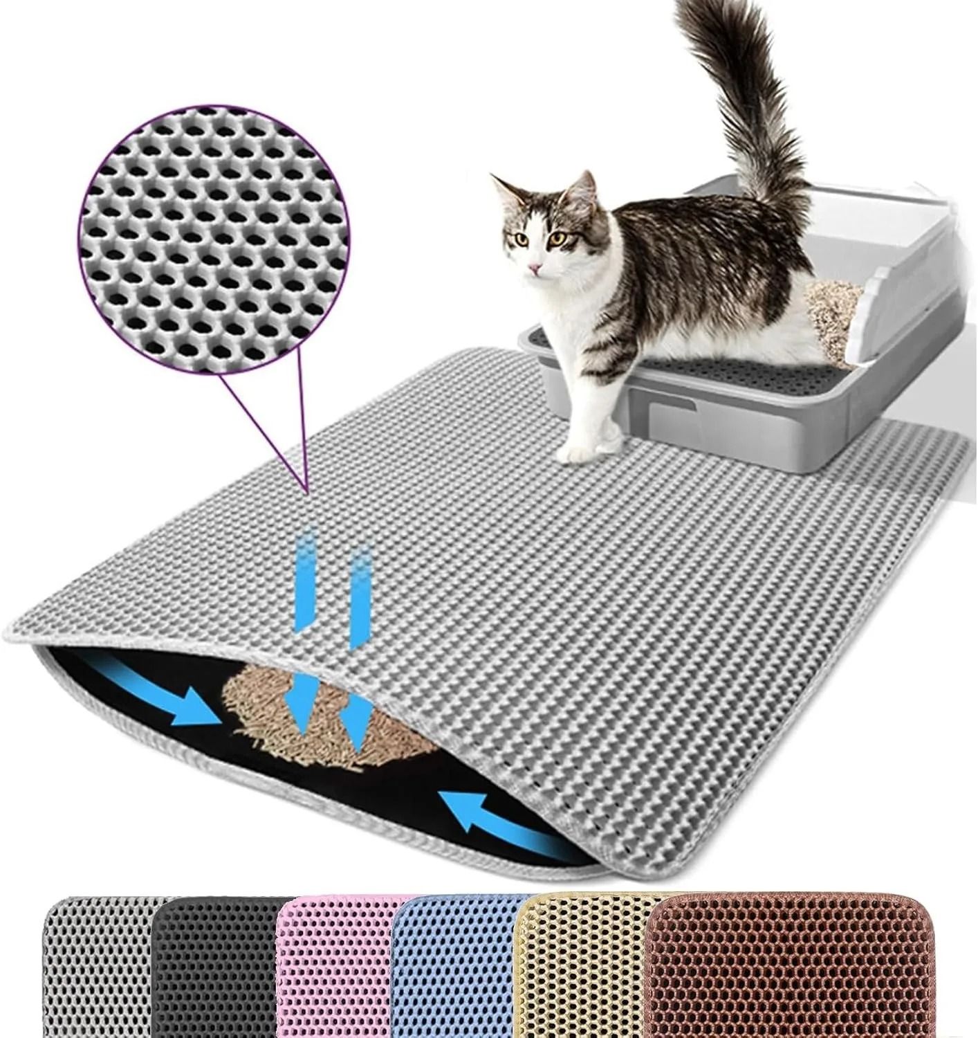 Cat Litter Mat Double Layer Pet Non Slip Waterproof Litter Trap Mat