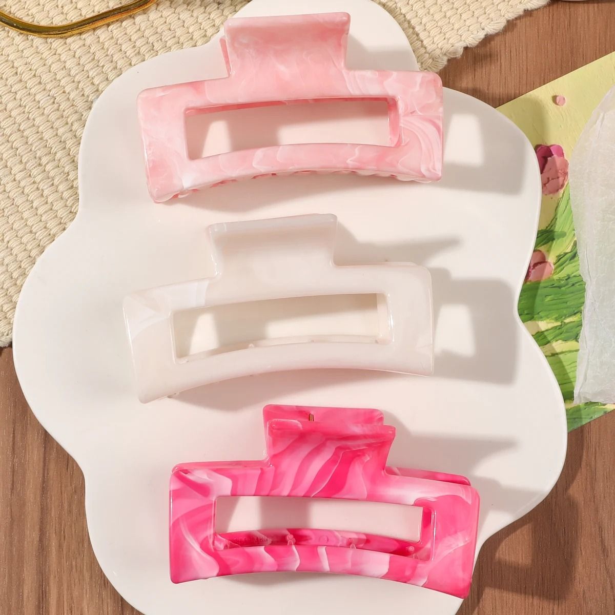 Medium Hair Claw Clips Strong Hold Matte Square Clips for Women and Girls