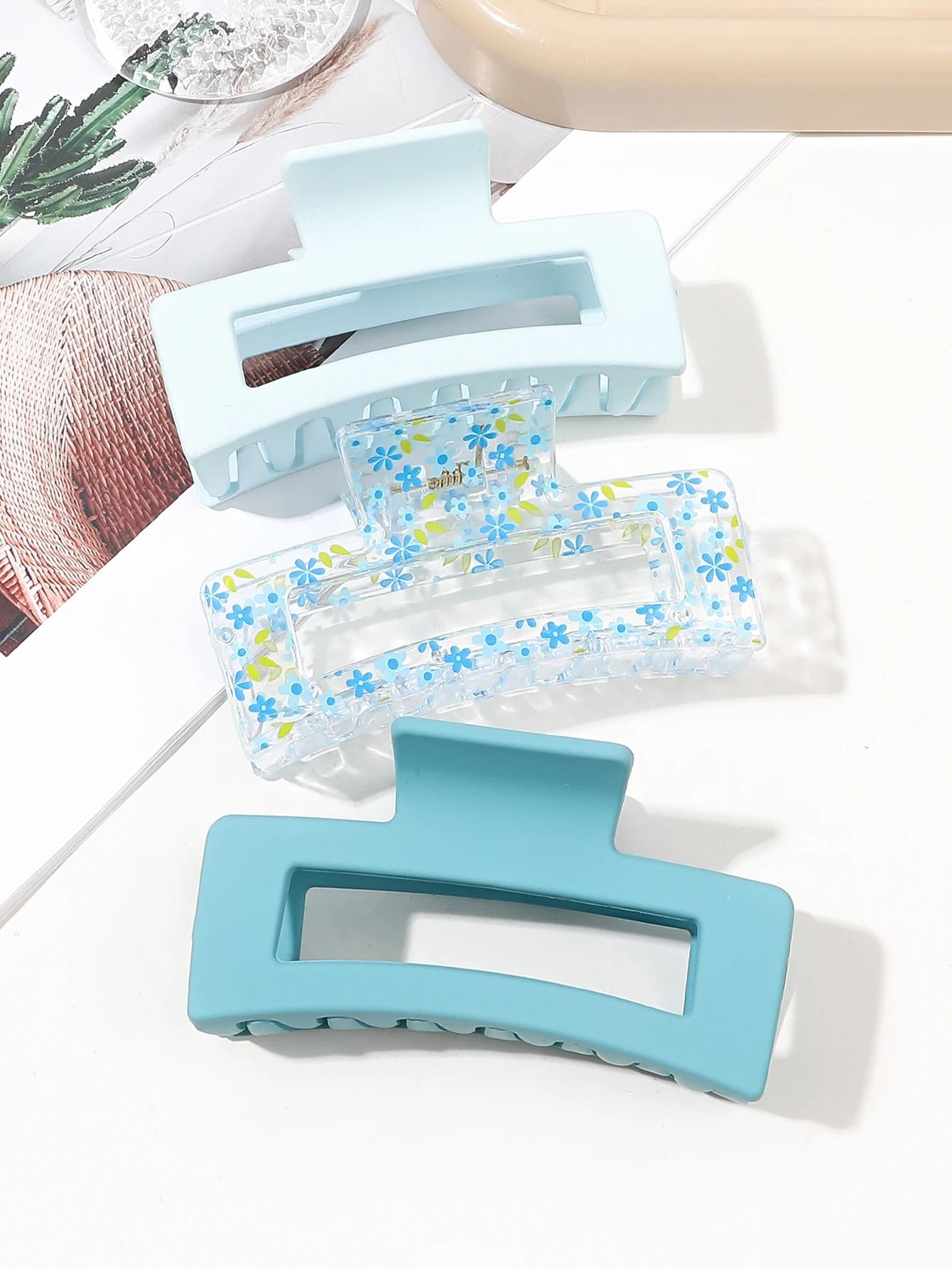 Medium Hair Claw Clips Strong Hold Matte Square Clips for Women and Girls