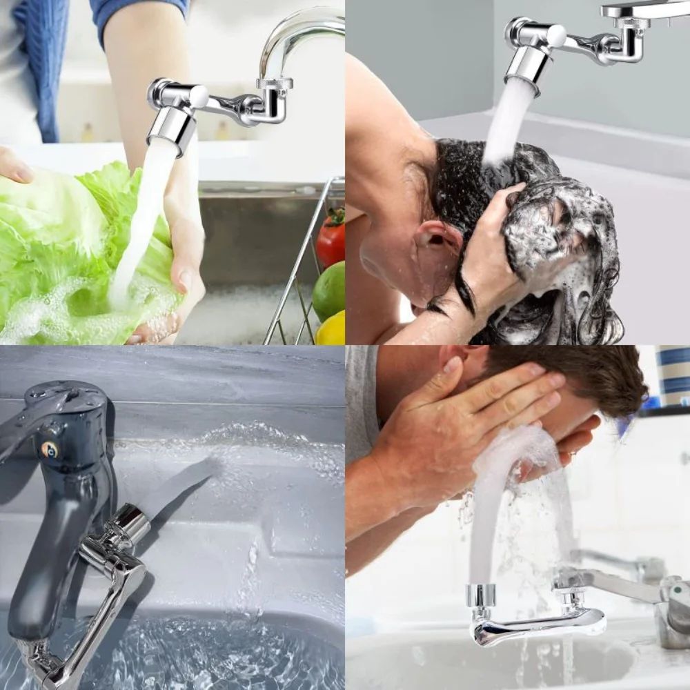 Universal 1080° Rotation Metal Faucet Sprayer Head - Kitchen & Bathroom Extender Nozzle