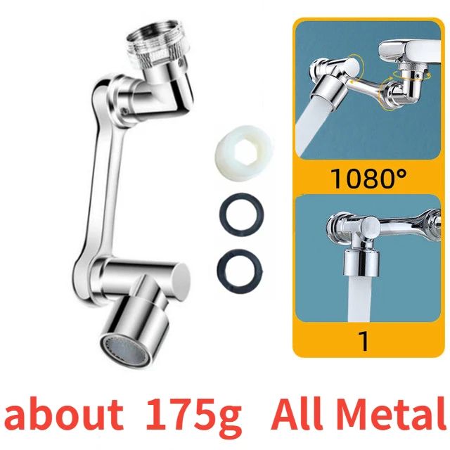 Universal 1080° Rotation Metal Faucet Sprayer Head - Kitchen & Bathroom Extender Nozzle