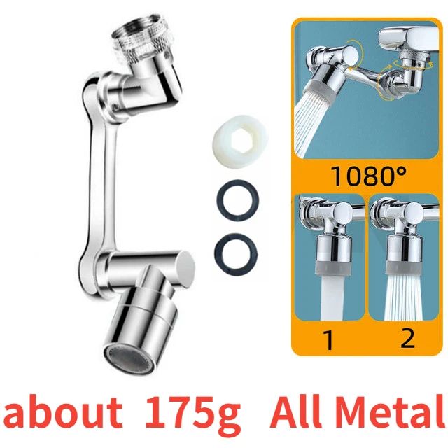 Universal 1080° Rotation Metal Faucet Sprayer Head - Kitchen & Bathroom Extender Nozzle