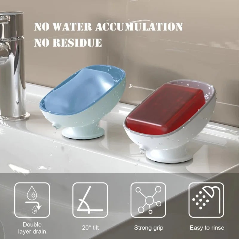 Bathroom Soap Dishes Holder with Self Draining Soap Box, Super Suction Soap Container for Bathroom Accessories