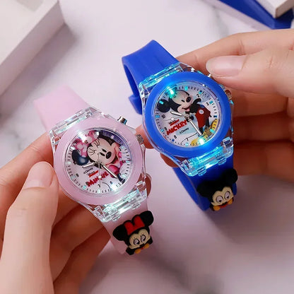 Mickey Mouse Children's Flash Light, Disney Minnie Watch, Cartoon Doll, Boys Girls Birthday Gift Idea