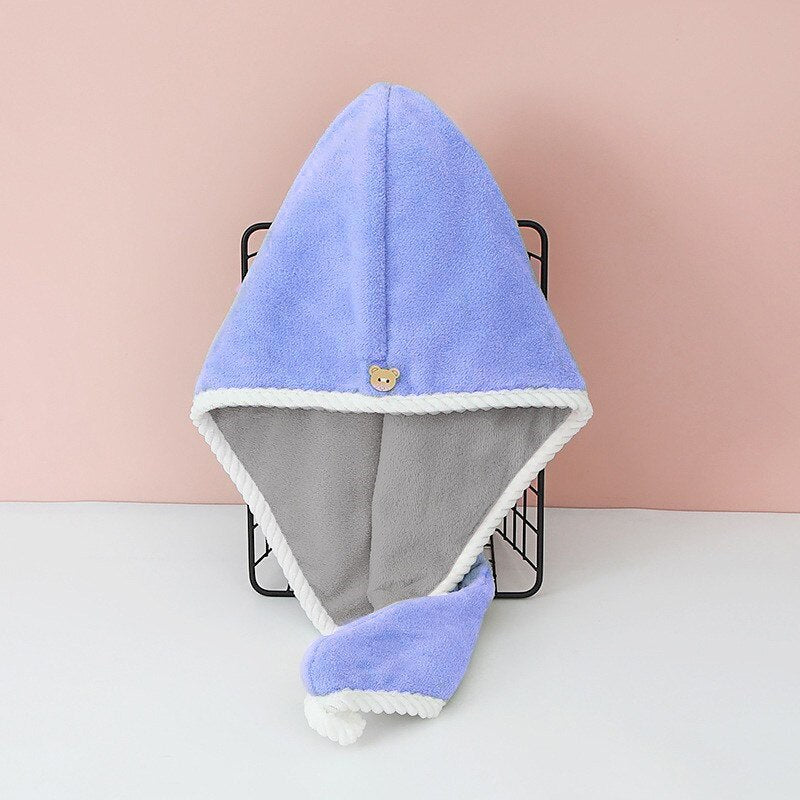 Double Thick Dry Hair Towel, Quick Drying Bath Hat, Strong Absorbent Cap, Multi Colour, Double-Sided Use