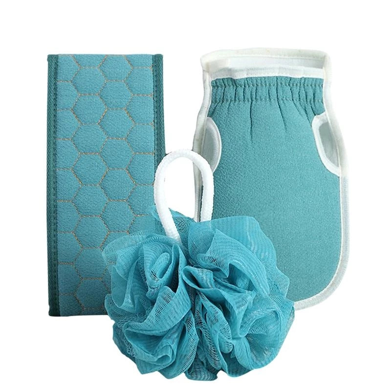 Body Cleaning Wash cloth, Soft Brush Shower Ball, Back Scrubber Set, Exfoliating Skin Towel, Bath Gloves