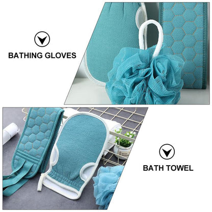 Body Cleaning Wash cloth, Soft Brush Shower Ball, Back Scrubber Set, Exfoliating Skin Towel, Bath Gloves