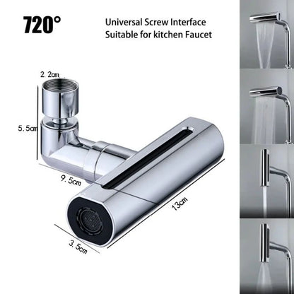 Modern 4-Mode Waterfall Kitchen Faucet – 720° Swivel Spout Mixer