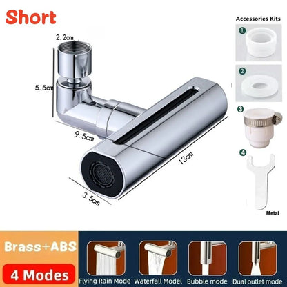 Modern 4-Mode Waterfall Kitchen Faucet – 720° Swivel Spout Mixer