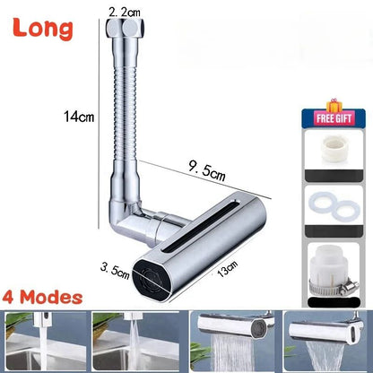 Modern 4-Mode Waterfall Kitchen Faucet – 720° Swivel Spout Mixer